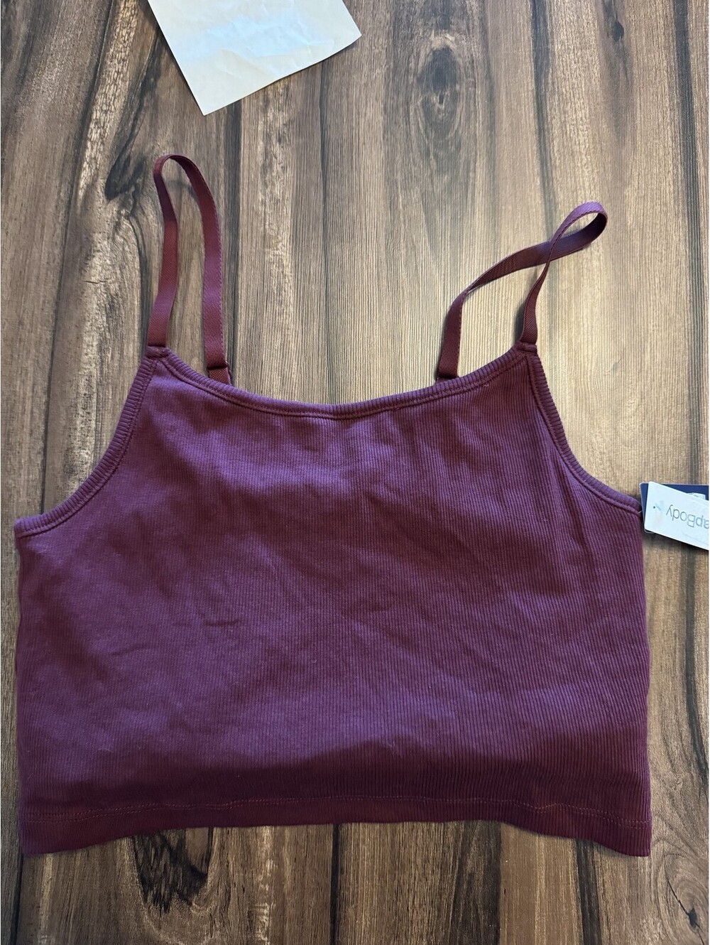 Gap Cotton Rib Crop Cami Shelf Bra Purple Women NWT Size M